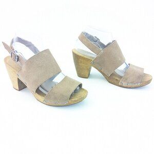 KDB Wooden and Leather Heeled Sandals - Size 8